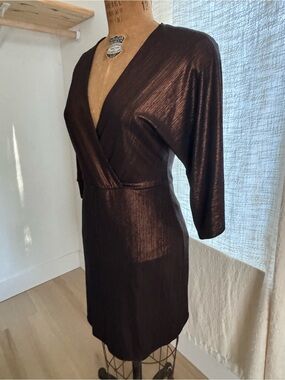 BCBGeneration Black Metallic Ribbed Dress